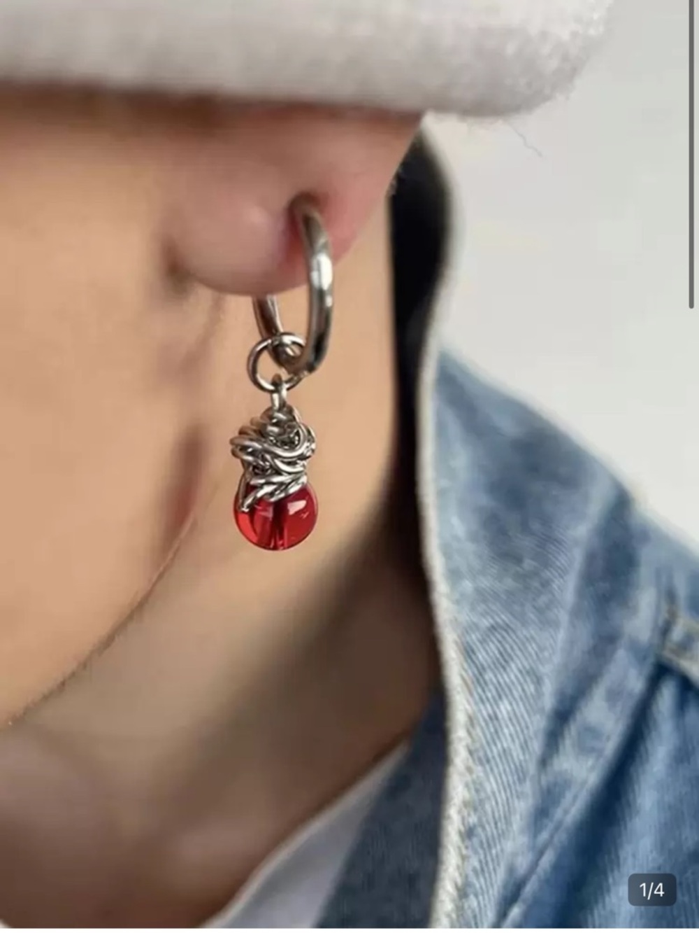 1pc Men Ball Drop Earring